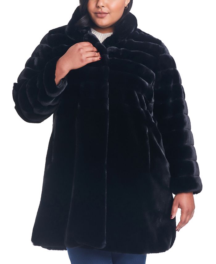 Женское пальто больших размеров из искусственного меха Jones New York, черный пальто с искусственным мехом gusto бежевый