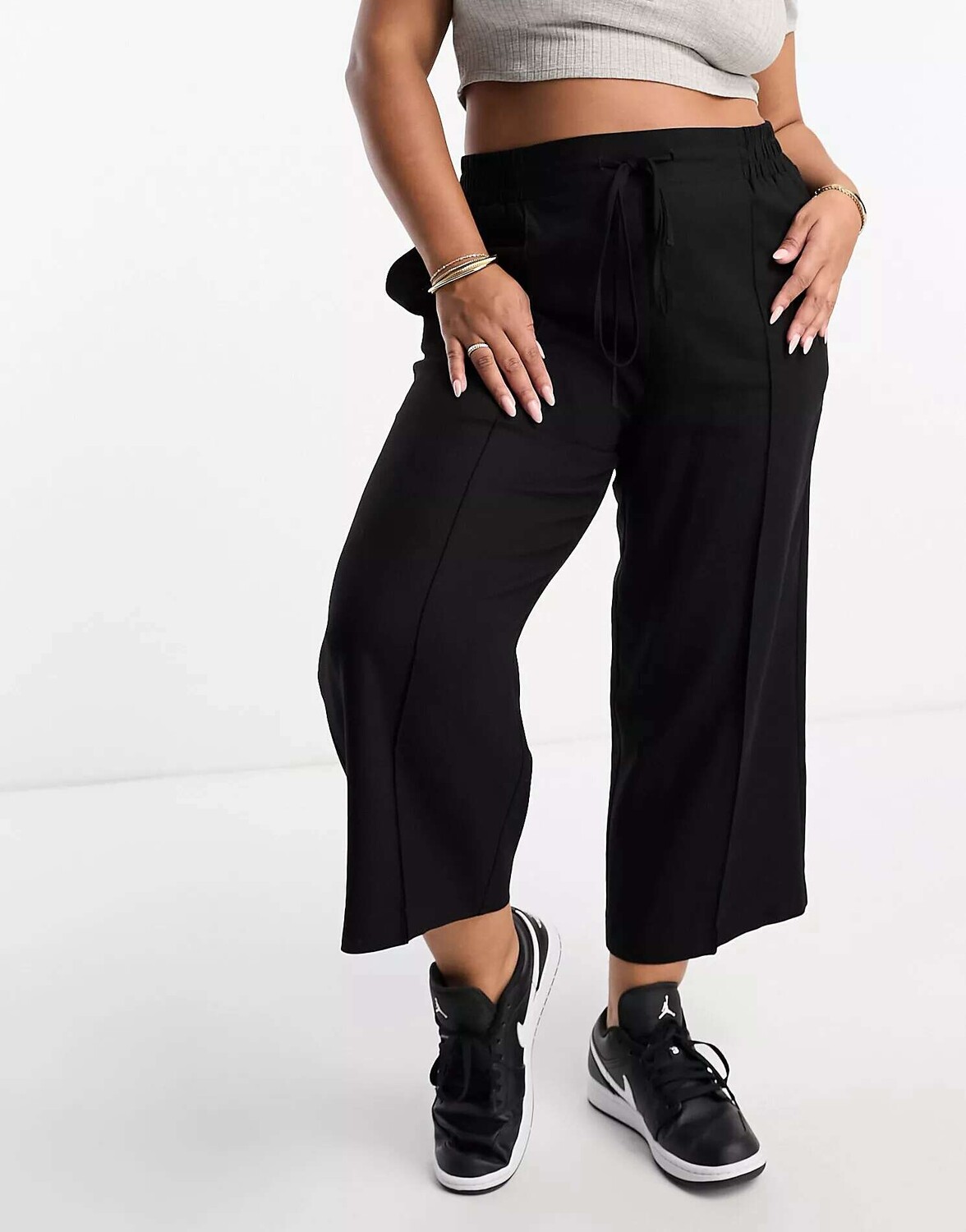 

Черные широкие брюки-кюлоты Yours Line Look, Черный