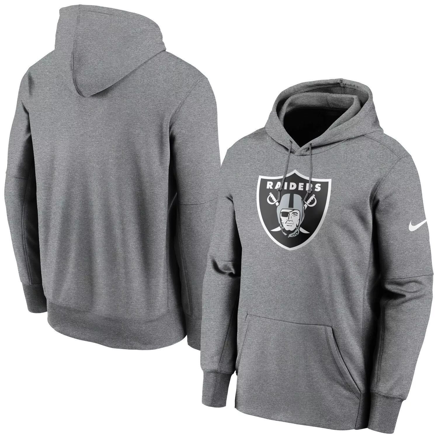 

Мужской пуловер с капюшоном Nike Heathered Charcoal Las Vegas Raiders Fan Gear Primary Logo Therma Performance