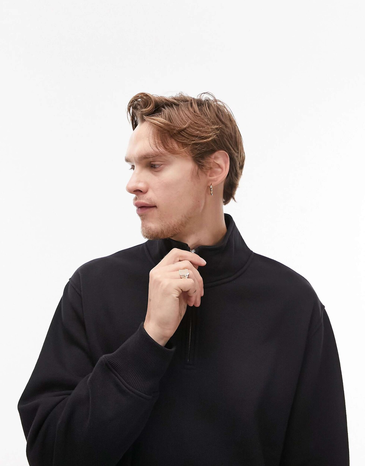

Черный свитшот на молнии Topman