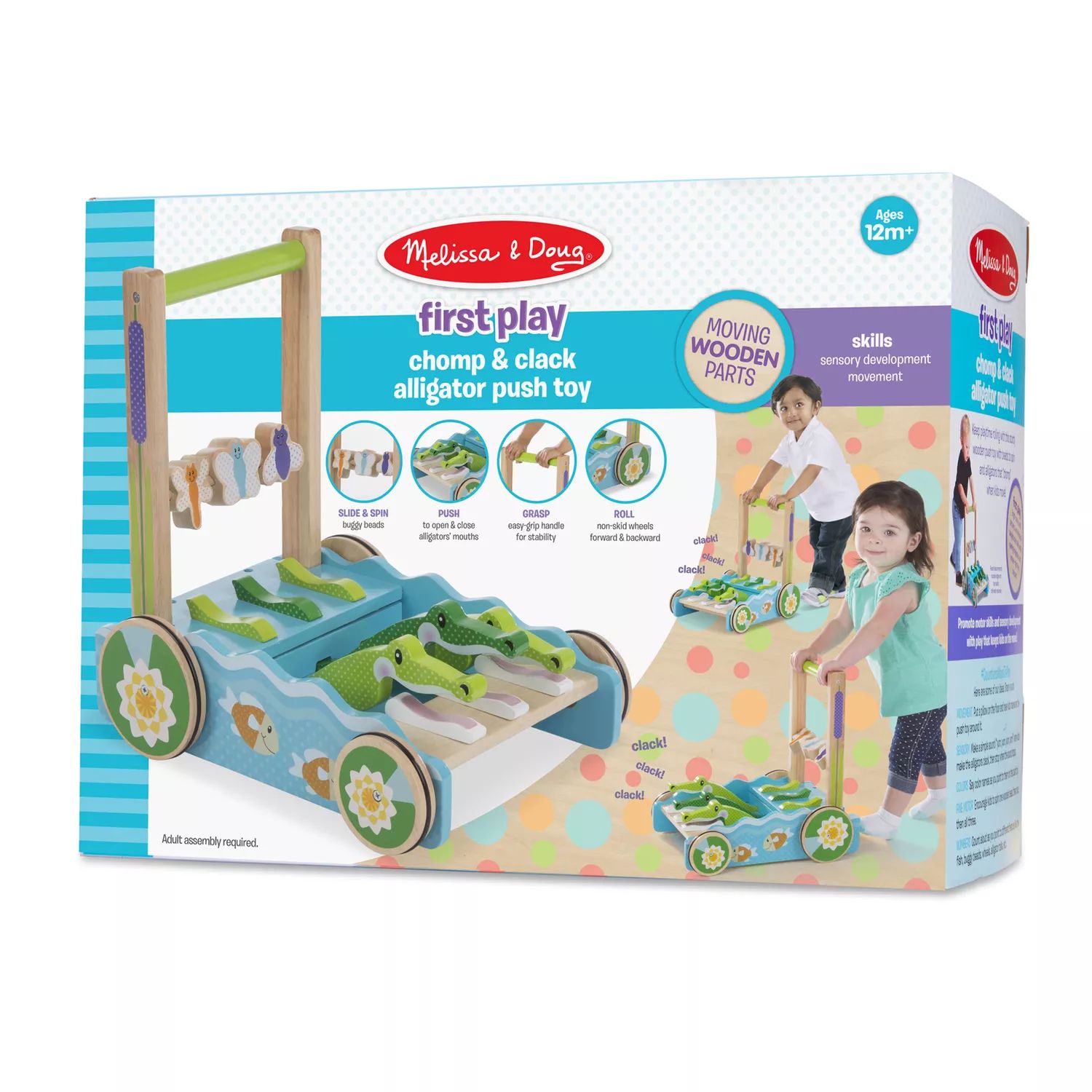 

Деревянная игрушка-толкатель Melissa & Doug First Play Chomp & Clack Alligator/ходунки Melissa & Doug