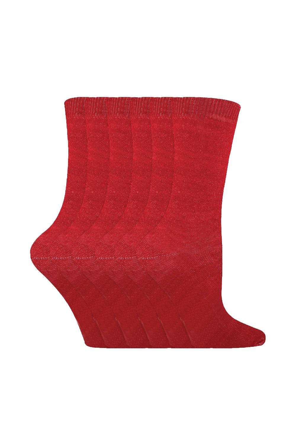 6 пар однотонных повседневных хлопковых носков Sock Snob, красный