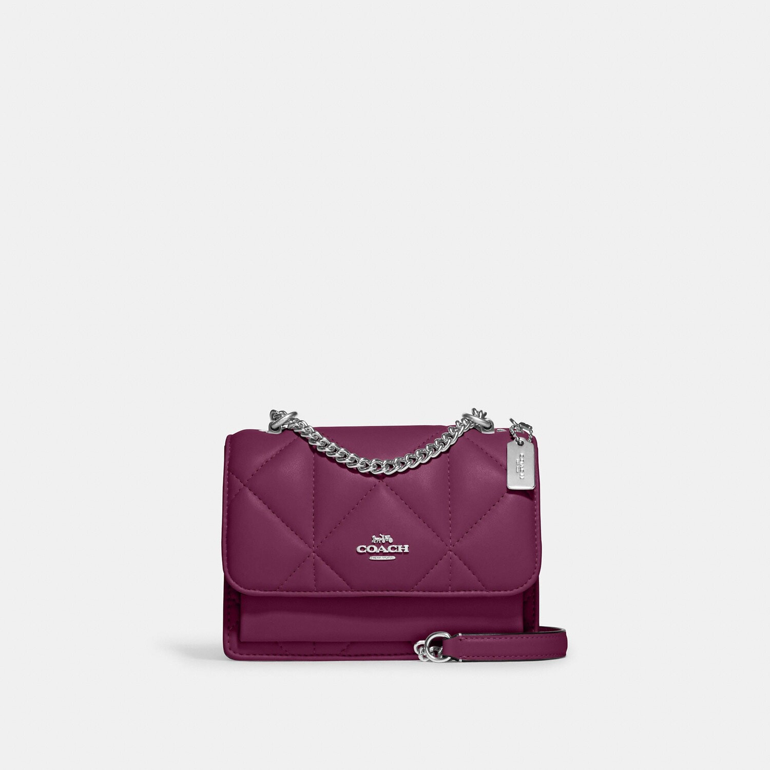 

Сумка через плечо Mini Klare Coach Outlet с объемной ромбовидной стежкой, цвет Silver/Deep Berry