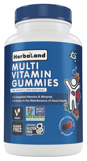 Herbaland, Мультивитаминные вегетарианские желе для взрослых, 90 шт. конфеты желейные essen шадо вишневое вес