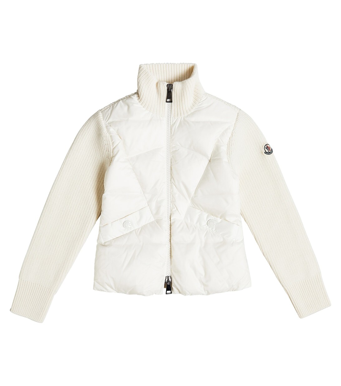 

Кардиган из натуральной шерсти со вставками вниз Moncler Enfant, белый