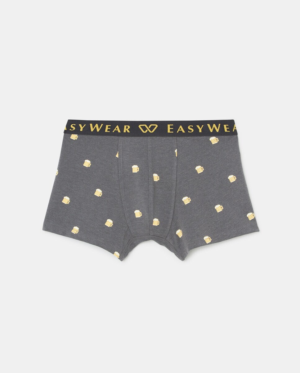 

Мужские боксеры на резинке с пивным принтом Easy Wear, серый