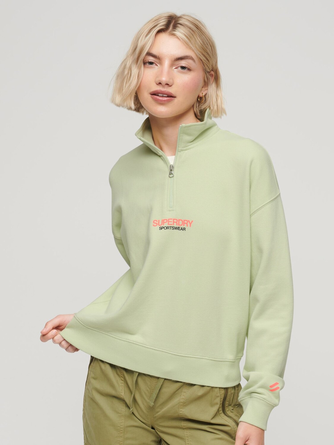 

Свободный толстовка с молнией до половины Superdry, нежная зелень