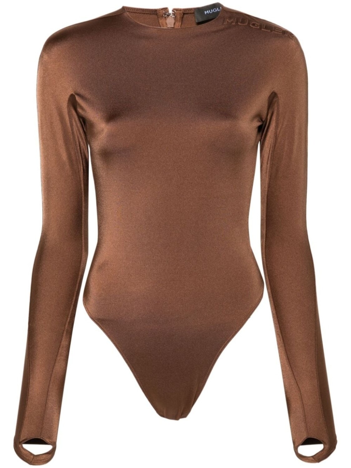

Mugler боди с логотипом, коричневый