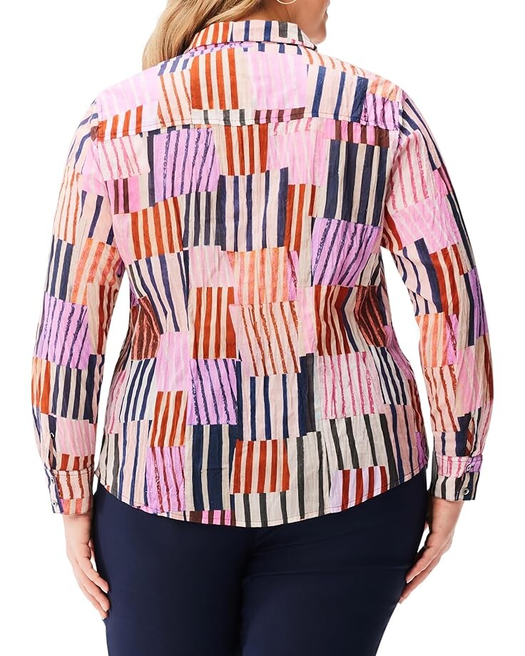 Рубашка NIC+ZOE Art Block Crinkle Shirt, цвет Pink Multi