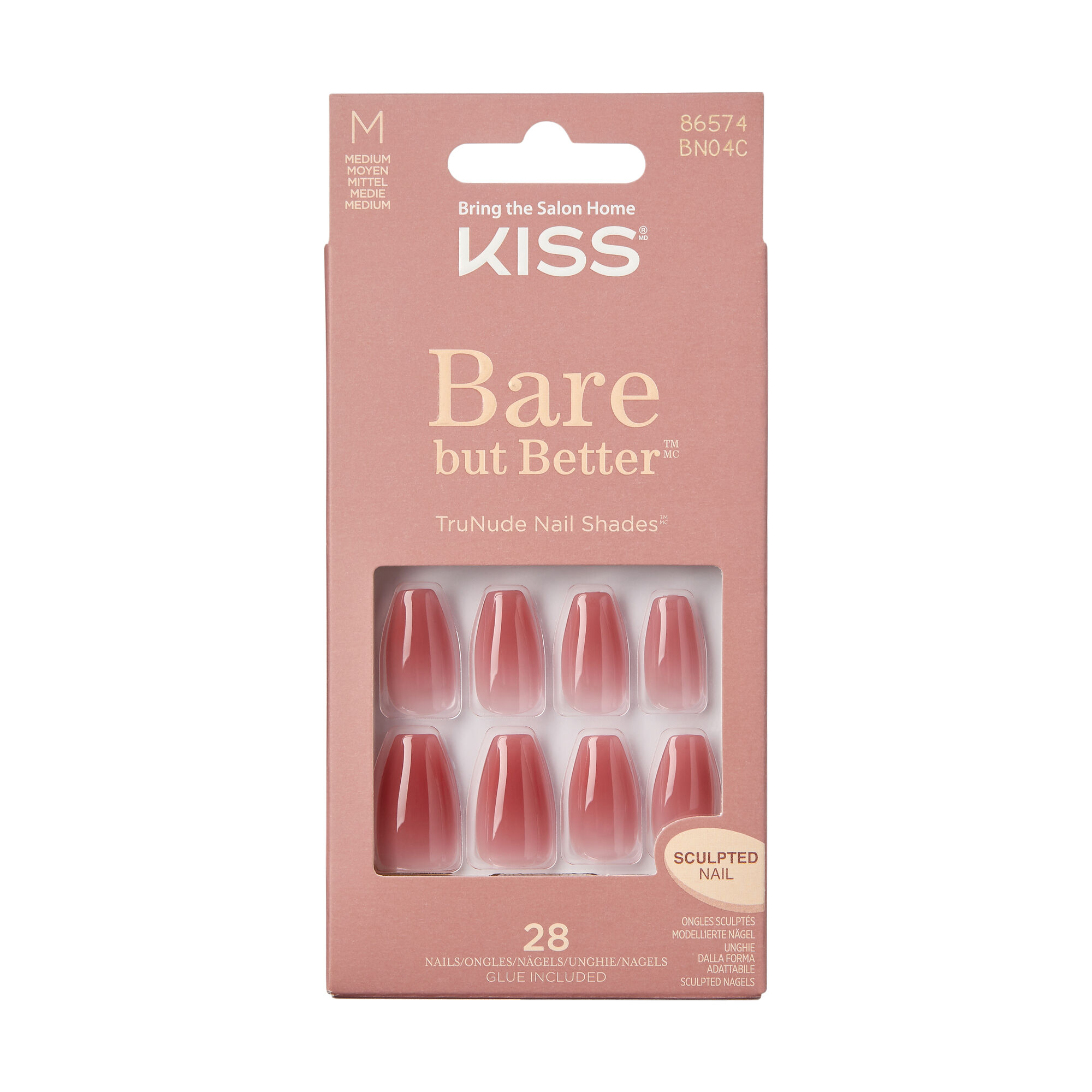 самоклеящиеся ногти kimmawestruck kiss kimm01 1 упаковка Нюдовые искусственные ногти Kiss Bare But Better, 1 упаковка