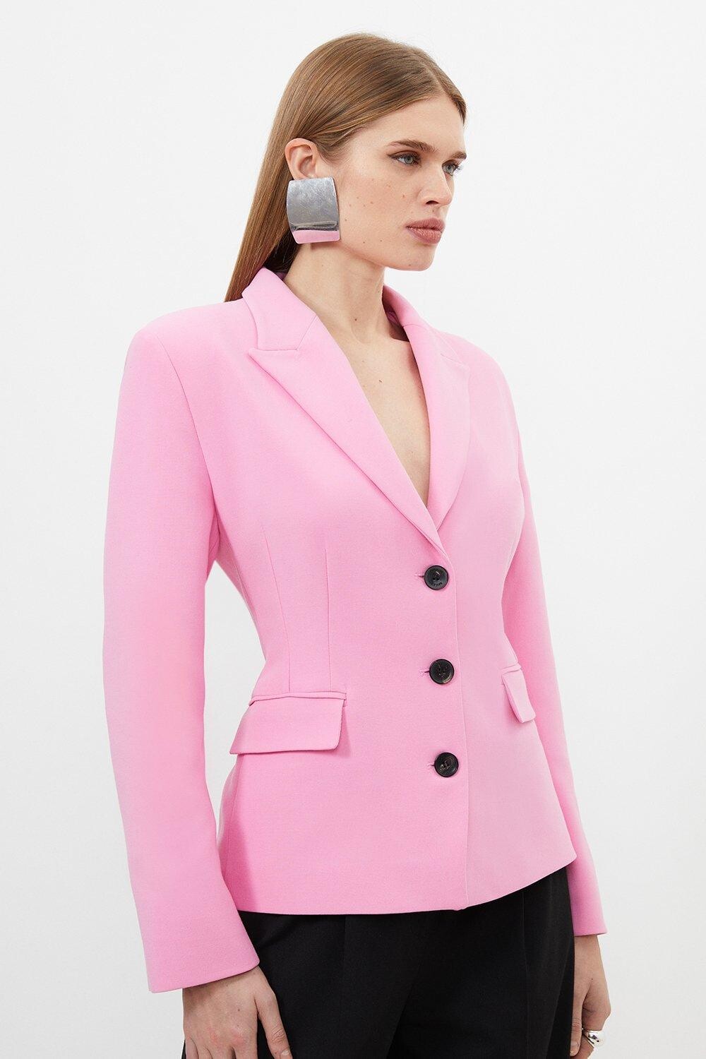 

Компактный эластичный пиджак с вытачками и вытачками Karen Millen, розовый