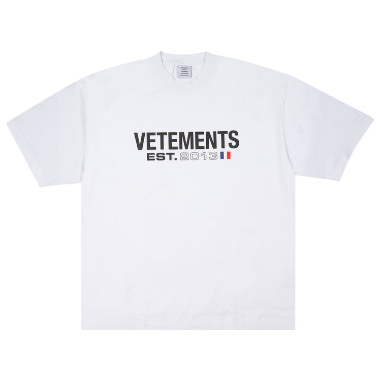 Футболка Vetements Flag Logo 'White', белый 20fw men women sleeves woven white letter mark vetements turtleneck 1 1 vtm sweatshirts vetements gothic logo hoodie