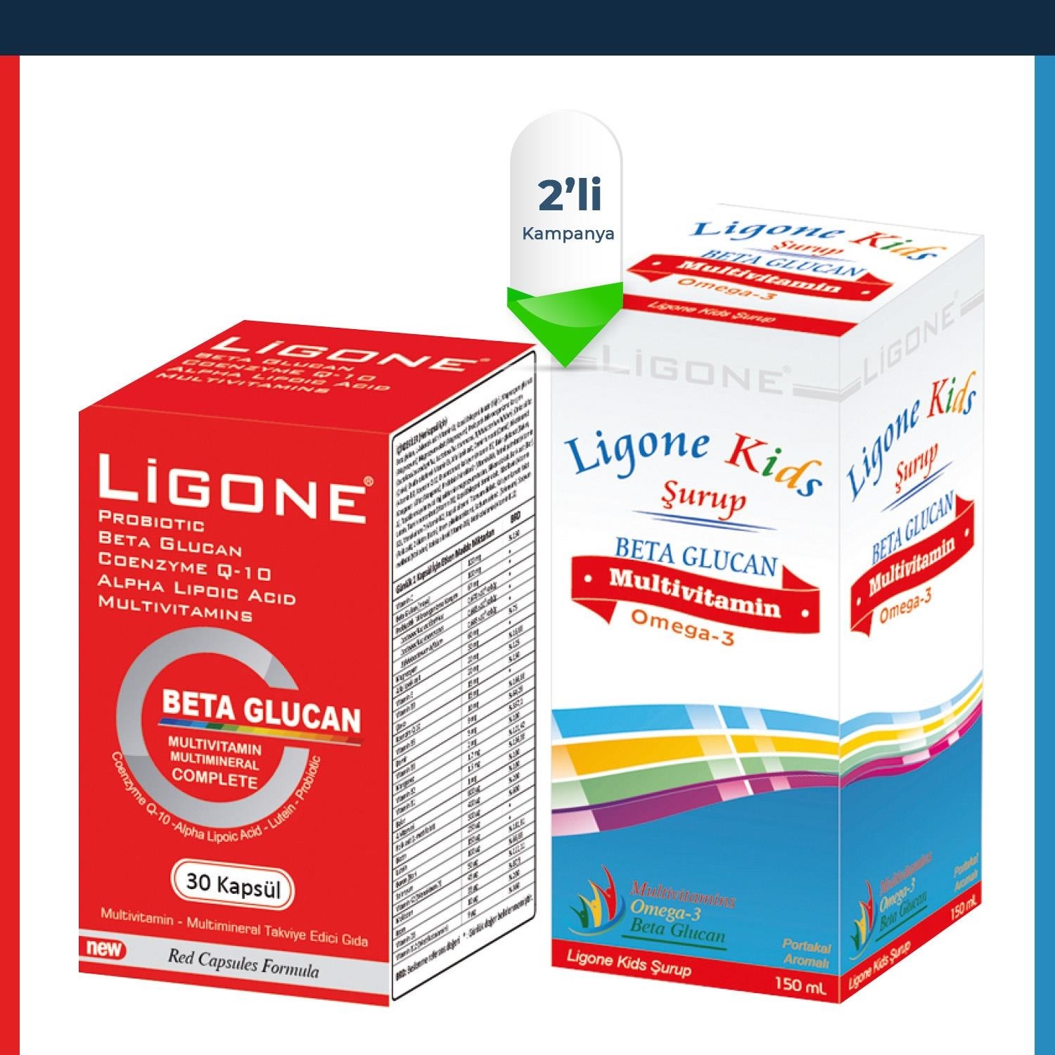 Пищевая добавка Newdrog Ligone Beta Glucan, 30 капсул + мультивитаминный сироп Ligone Kids, 150 мл детский сироп lionesse ligone 150 мл