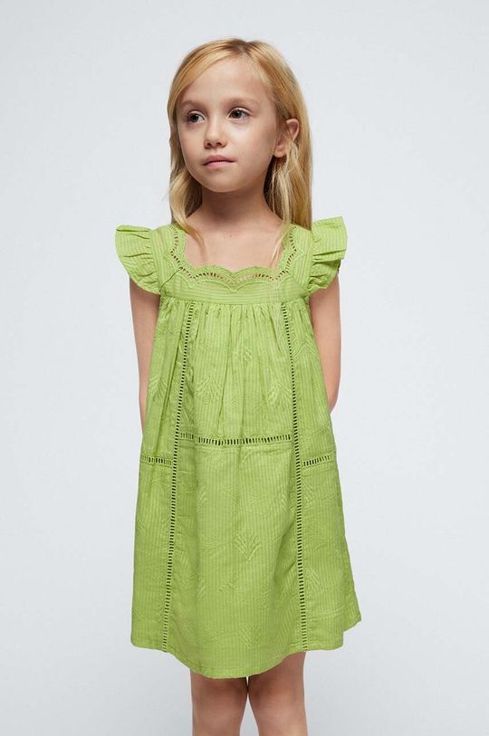 Mayoral Детское хлопковое платье, зеленый mayoral детское хлопковое платье зеленый