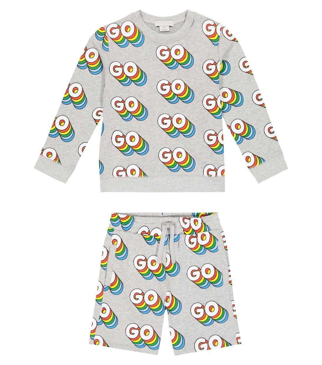 

Хлопковая толстовка и шорты с принтом Stella McCartney Kids, серый