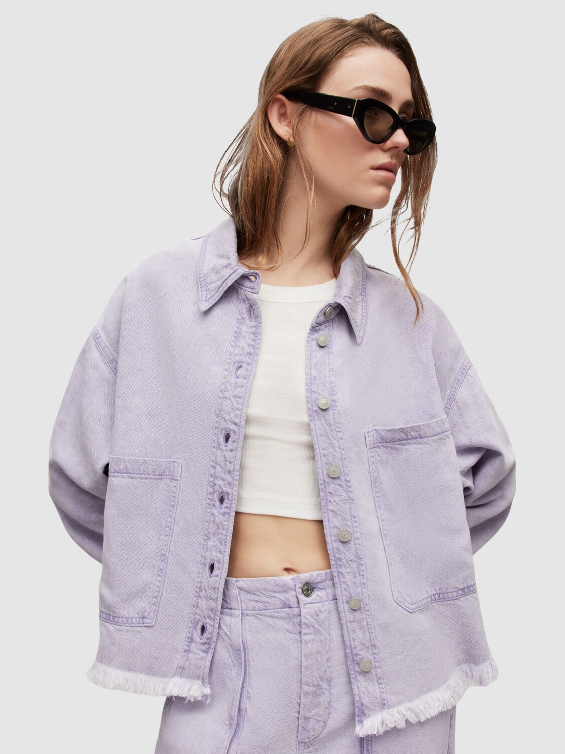 

Льняная куртка AllSaints Nicola, вымытый фиолетовый