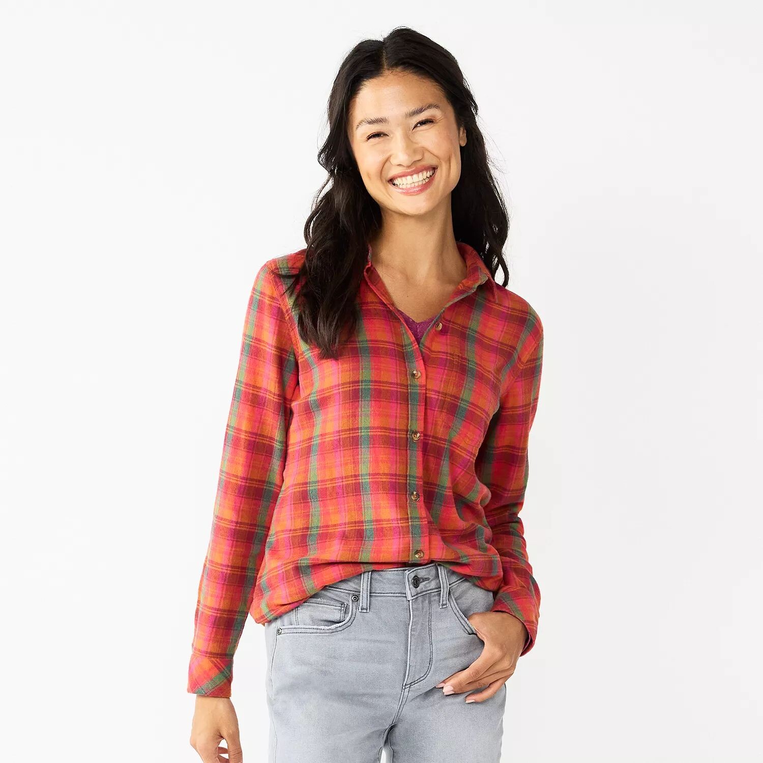 

Petite Sonoma Goods For Life Фланелевая рубашка на каждый день Sonoma Goods For Life