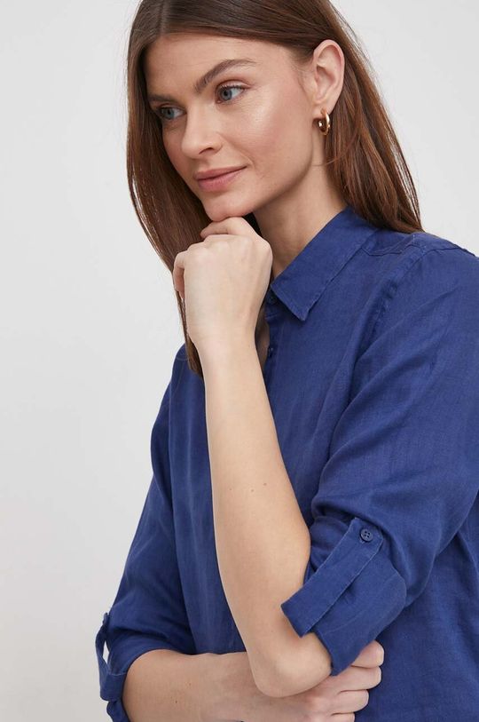 Льняная рубашка Lauren Ralph Lauren, синий