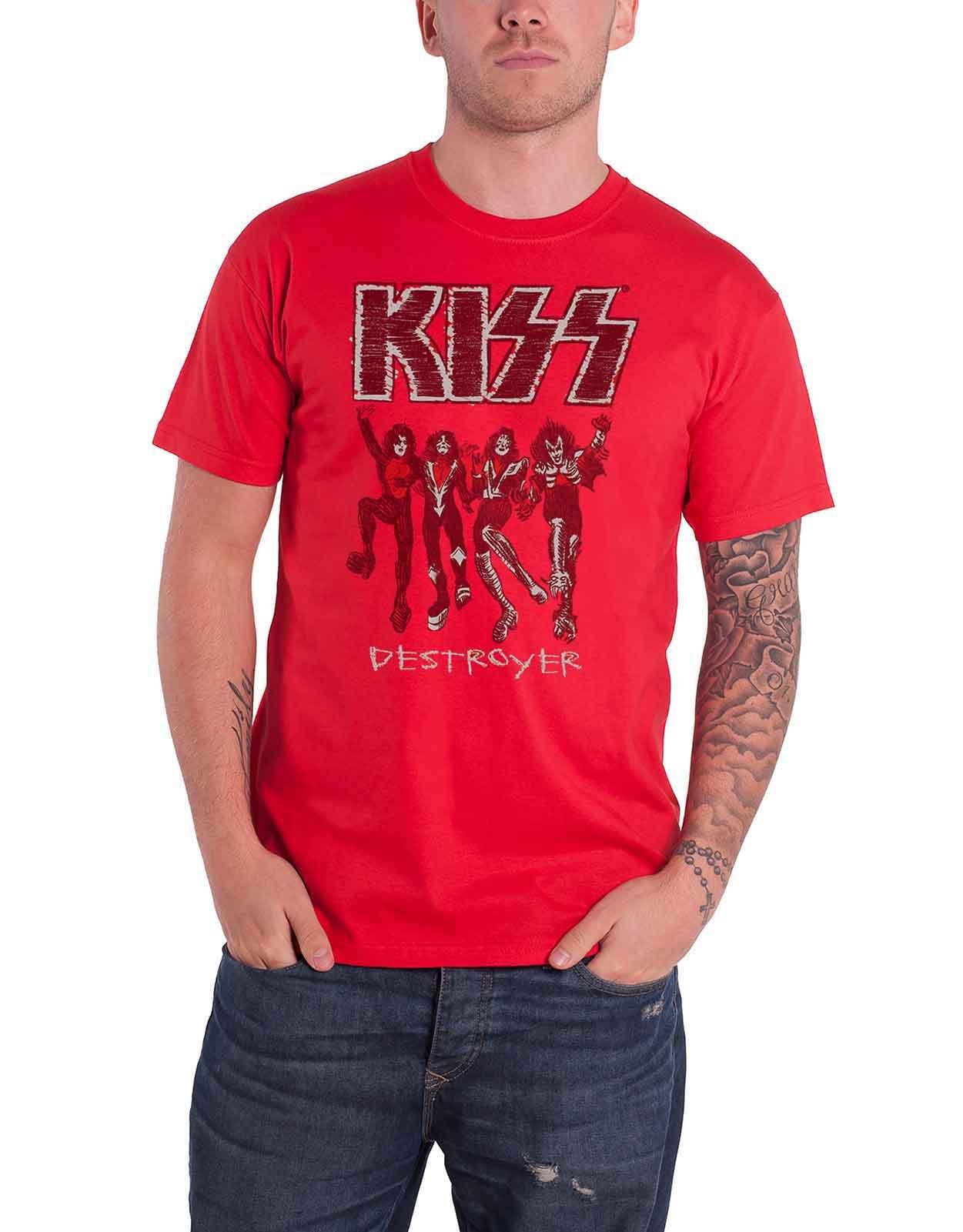 Футболка с эскизом Разрушителя KISS, красный темно фиолетовая мужская черная футболка с графическим рисунком футболка с фанатом рок группы размер s 3xl модная футболка топ футболка