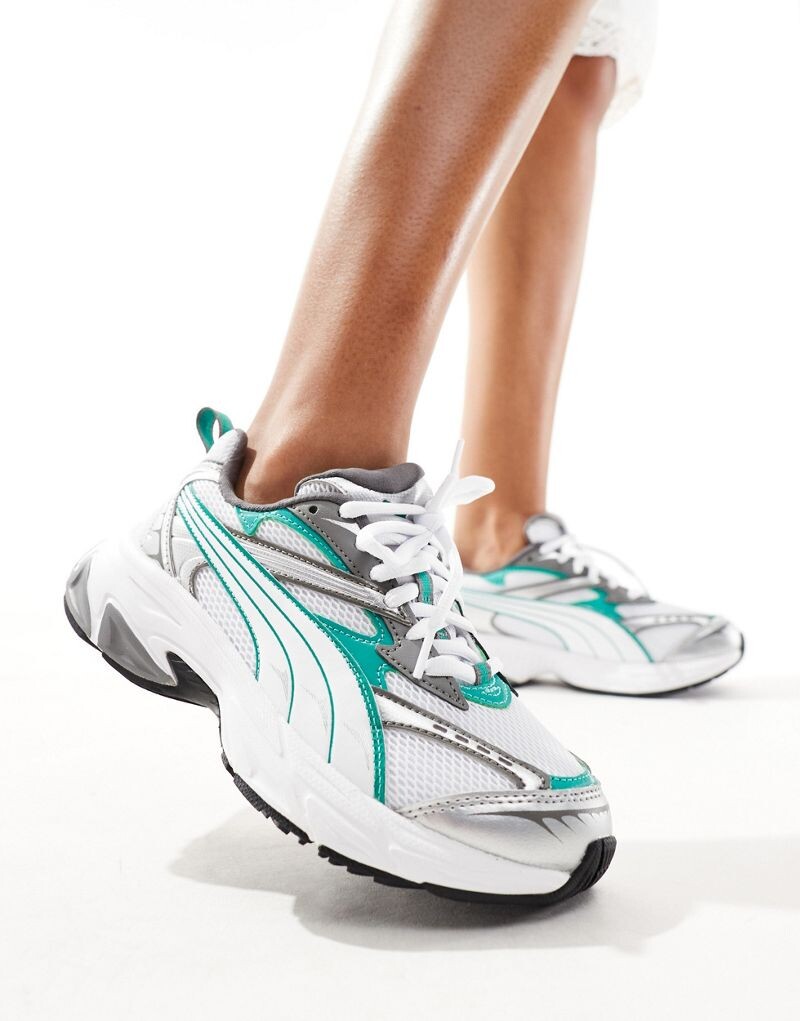 

PUMA – Morphic – Бело-зеленая спортивная обувь