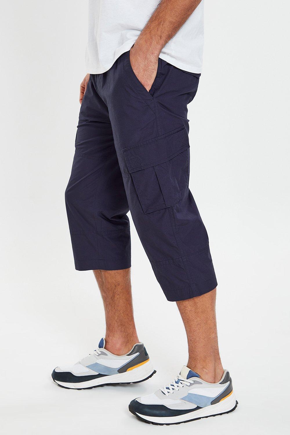 цена Хлопковые брюки карго без застежек длиной 3/4 Брюс Threadbare, синий