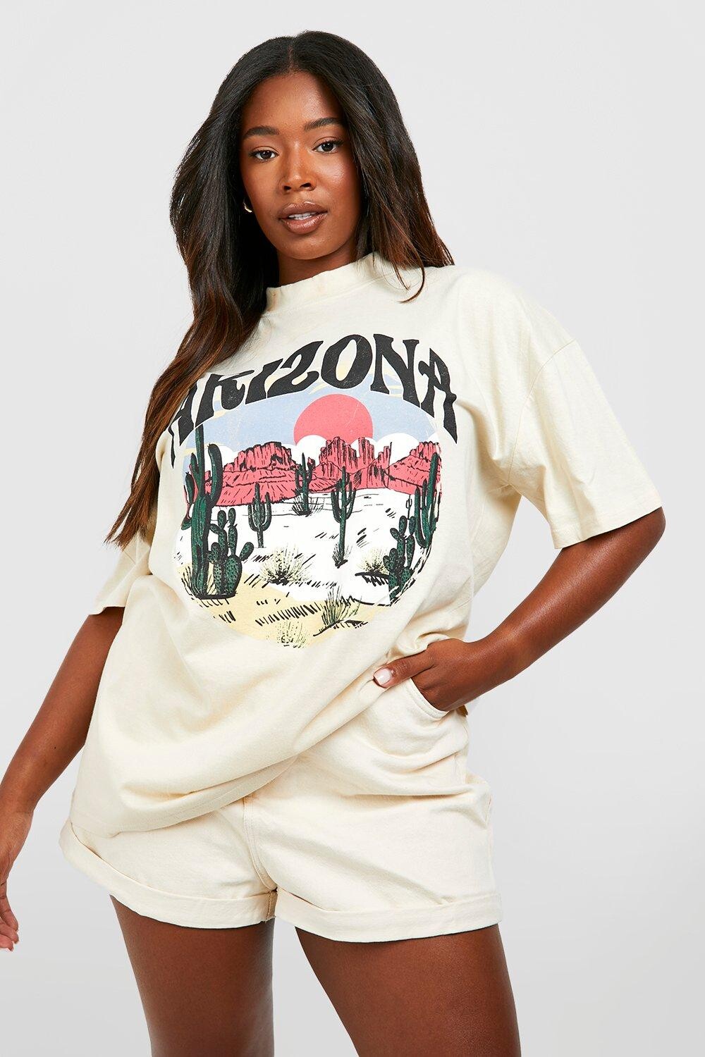 

Футболка оверсайз plus arizona western Boohoo, серый