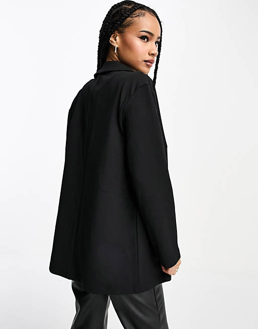 Черный трикотажный пиджак с напуском ASOS DESIGN Petite черный трикотажный пиджак с напуском asos petite