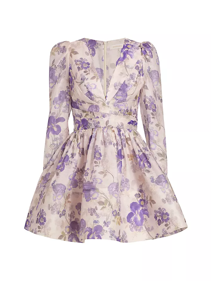 

Мини-платье Lyrical Iris с V-образным вырезом и перекрестием Zimmermann, цвет blue iris cream