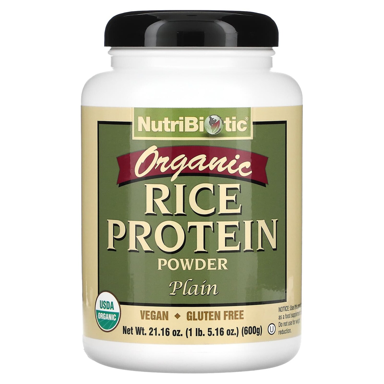 

Сырой органический рисовый белок, 600 г, NutriBiotic