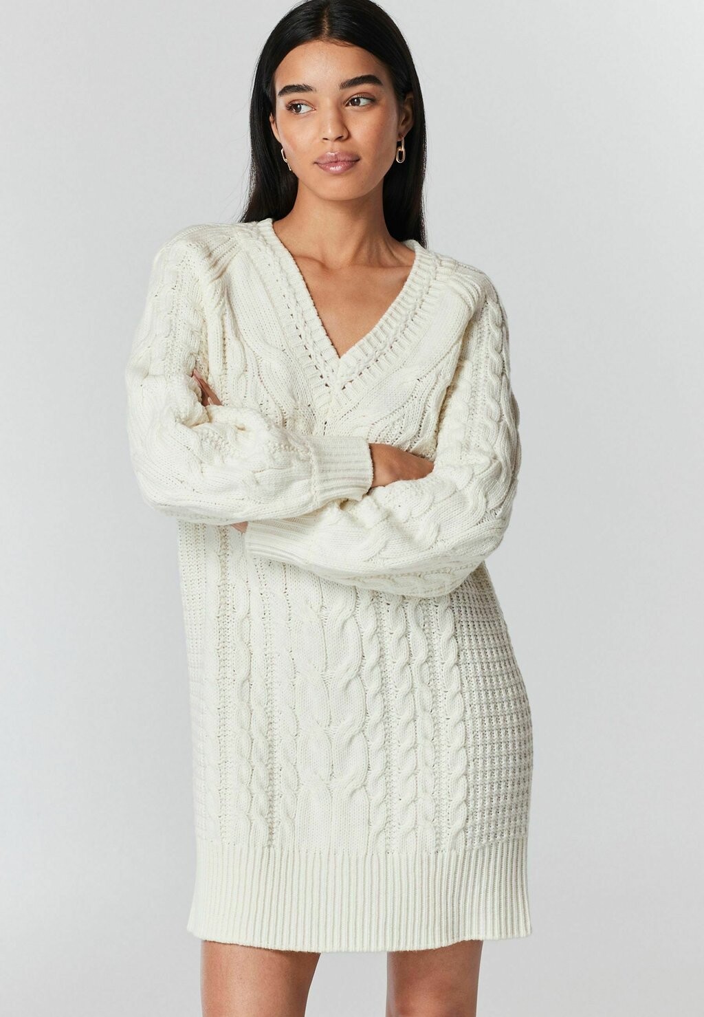 

Трикотажное платье Cable V-Neck Next, цвет ecru white