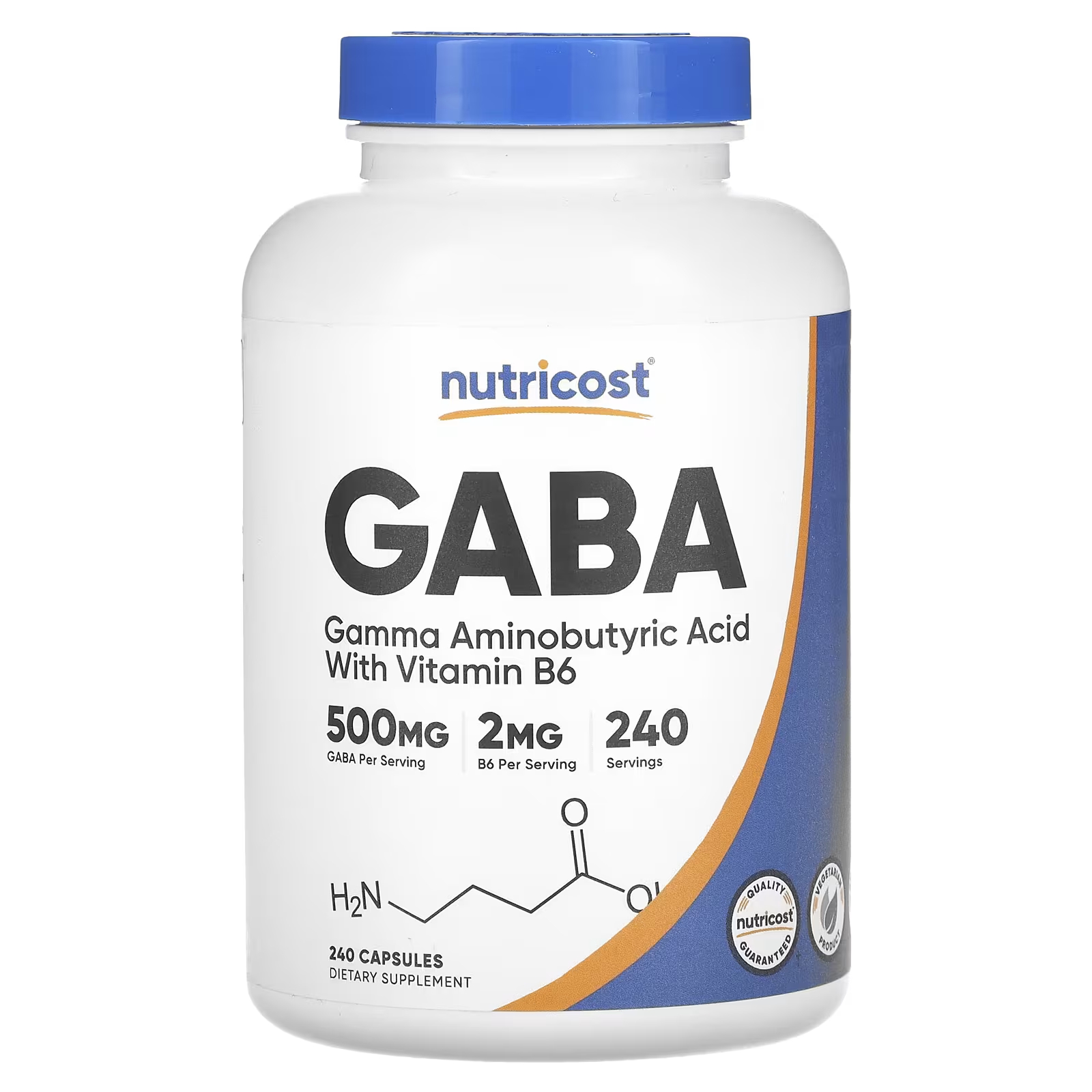 ГАМК с витамином B6 Nutricost 500 мг, 240 капсул