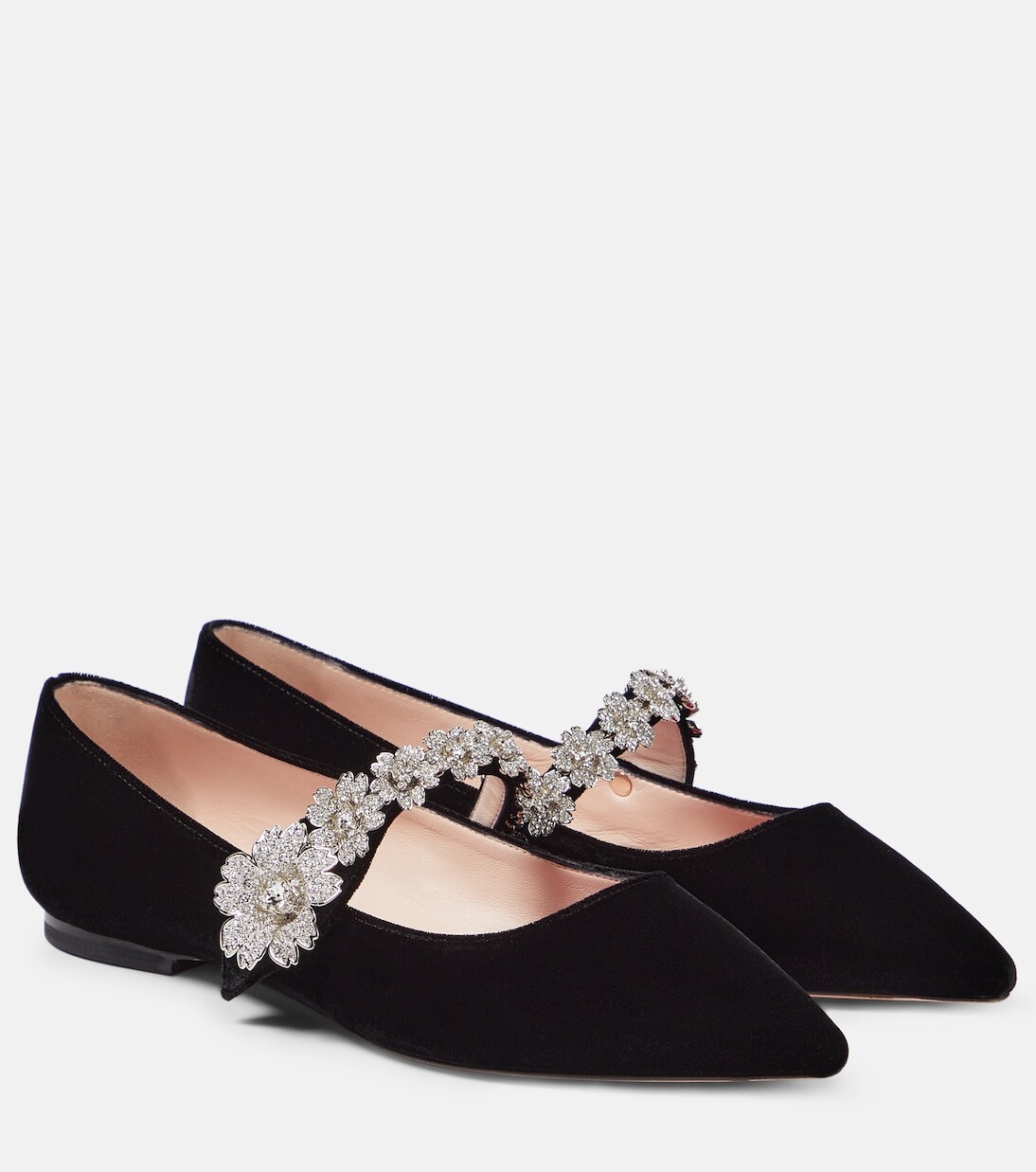 

Бархатные балетки с декором для малышей Roger Vivier, черный