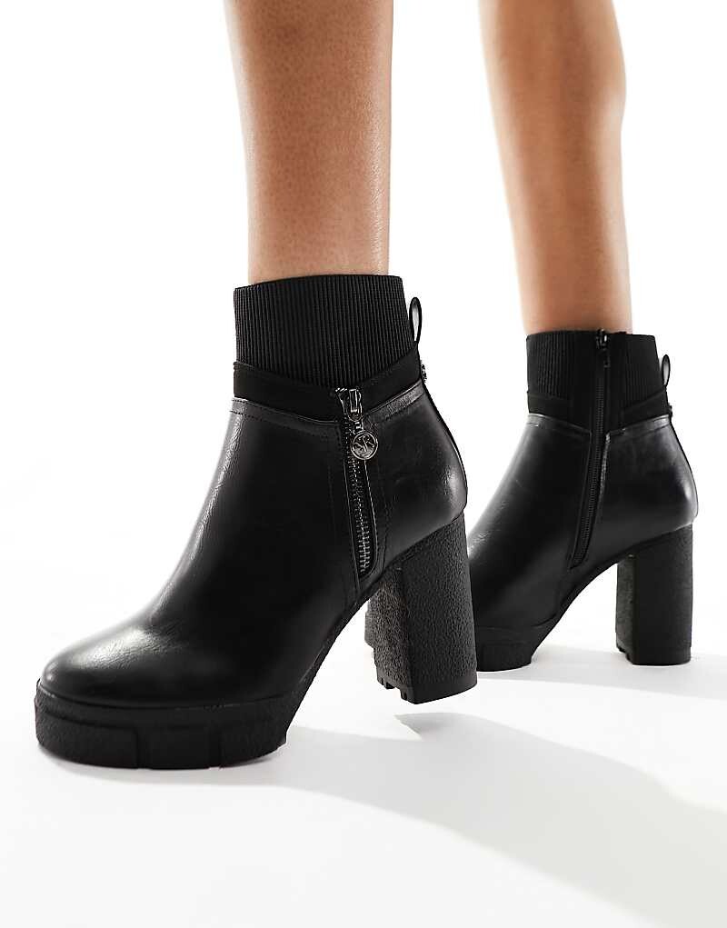 

Черные ботинки River Island – с каблуком и боковой молнией