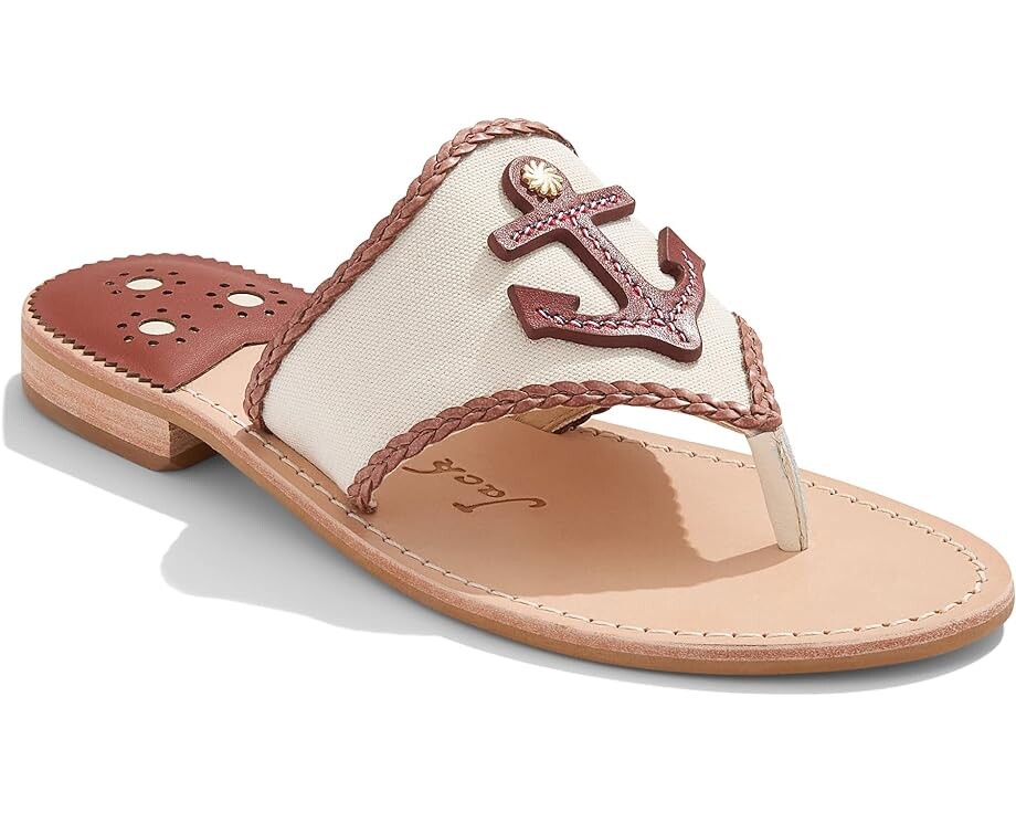 

Сандалии Jack Rogers Jacks Anchor Embroidery Sandal, цвет Ivory/Luggage