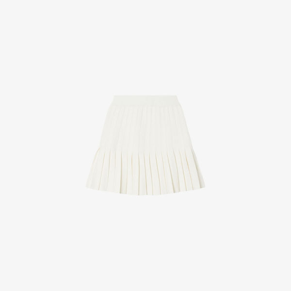 Плиссированная мини-юбка из эластичной ткани с эластичной талией Sandro, цвет naturels