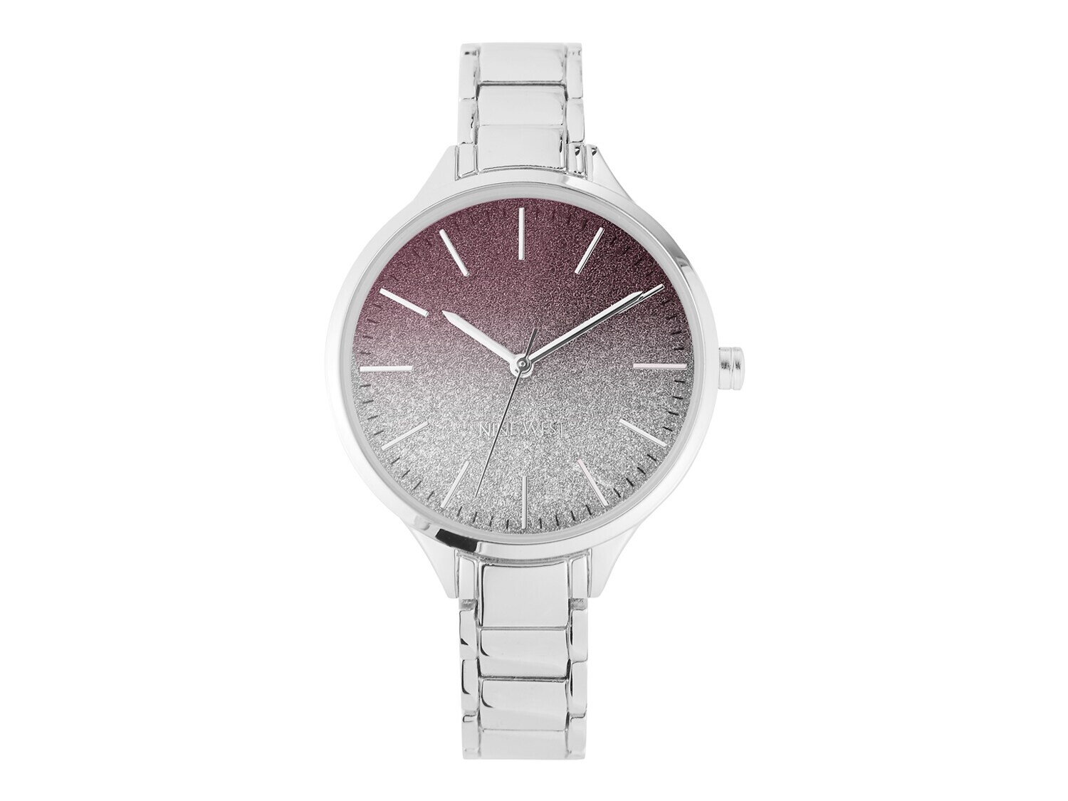 

Часы с блестками Nine West Ombre — ФИНАЛЬНАЯ ПРОДАЖА, серебряный металлик