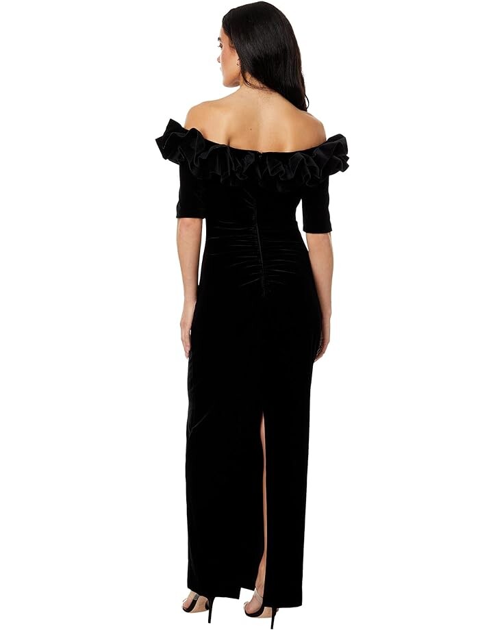 

Платье XSCAPE Long Velvet 3/4 Sleeve Ruffle Top, черный