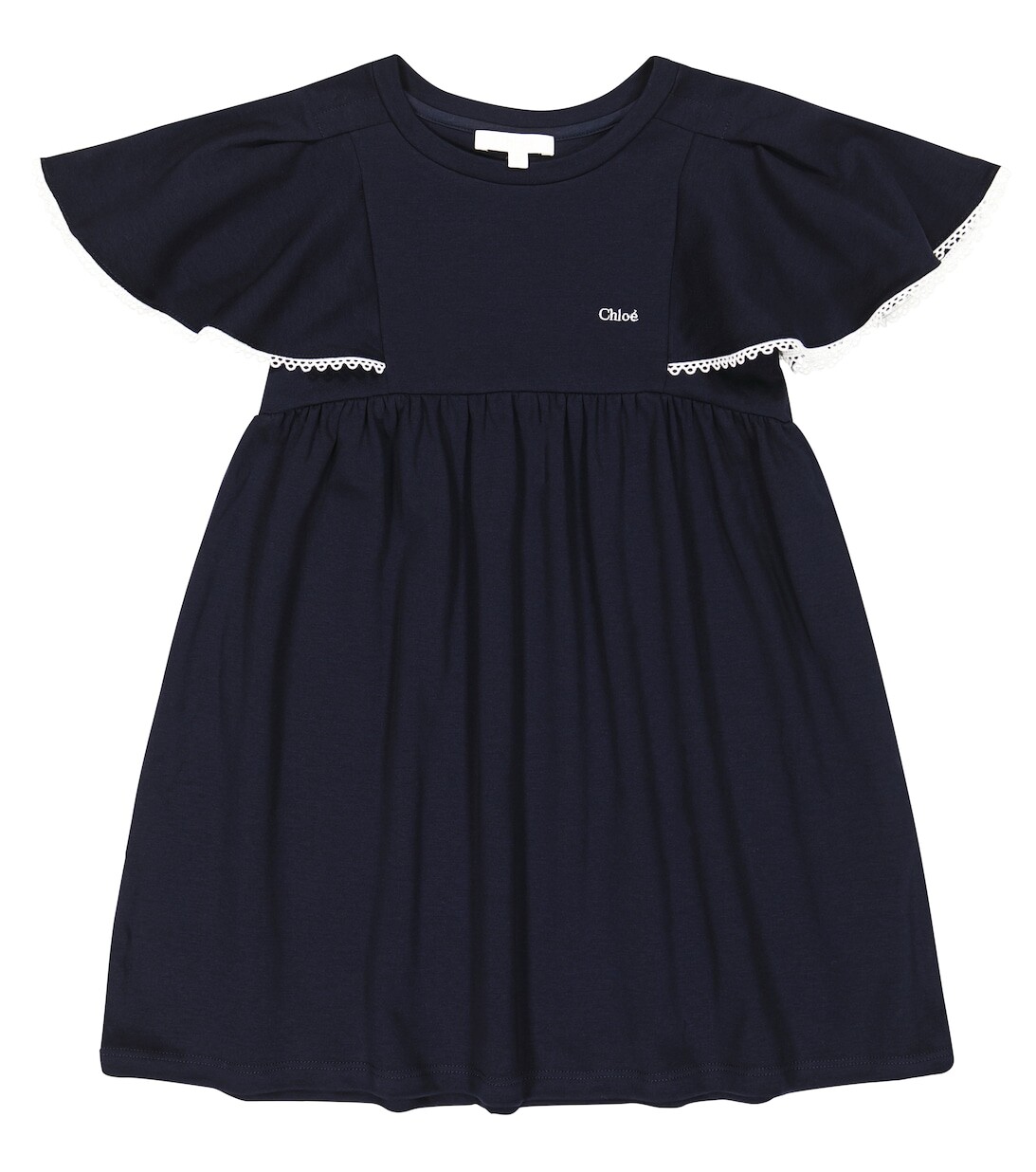 

Хлопковое мини-платье с фестонами Chloé, синий