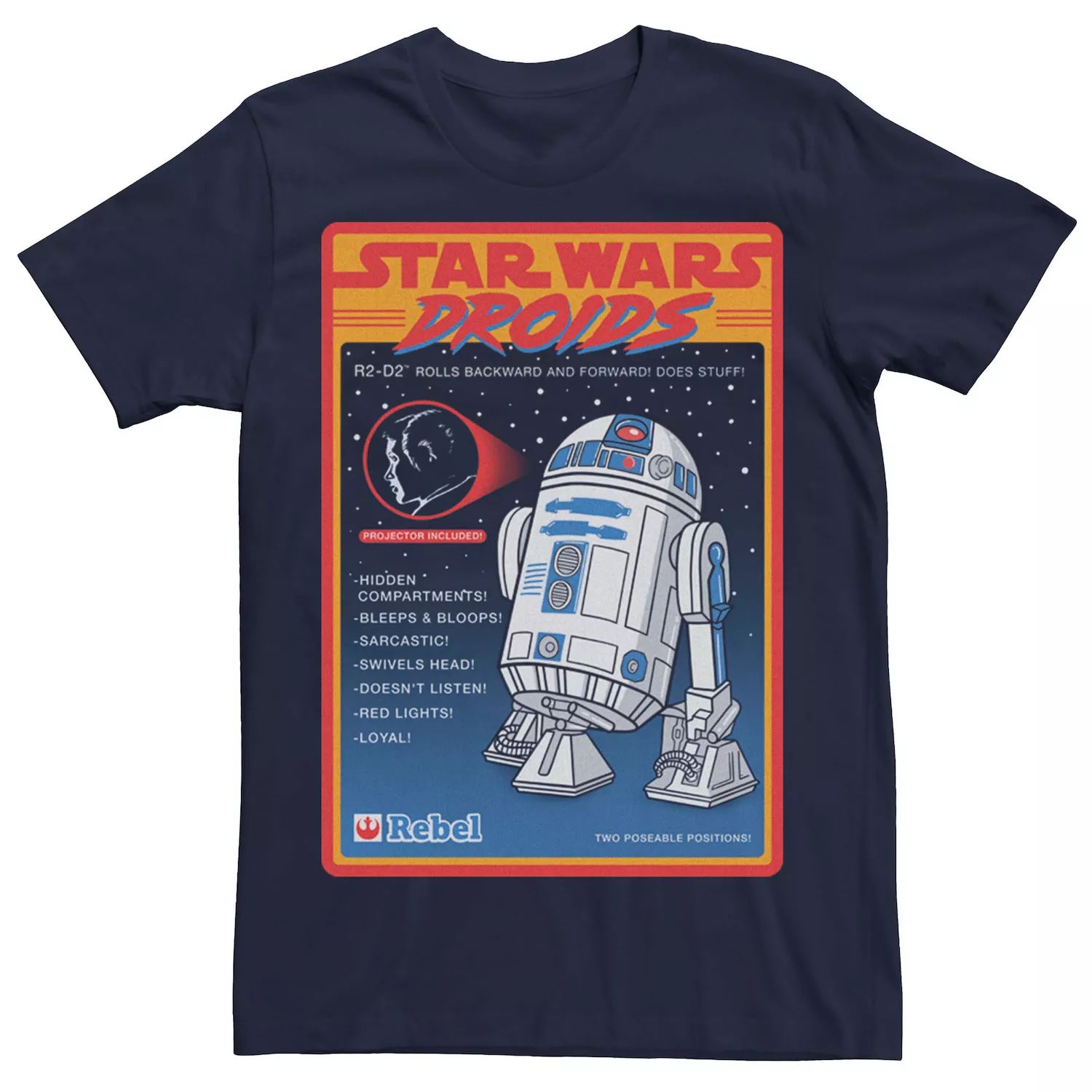 Мужская футболка с рекламным плакатом «Звездные военные дроиды» R2-D2, Синяя Star Wars, синий