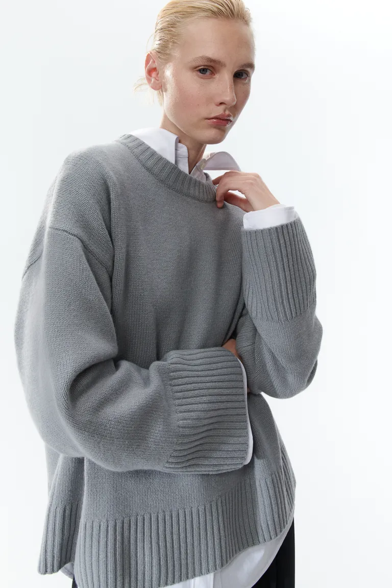 

Свитер оверсайз из смесового кашемира H&M, серый