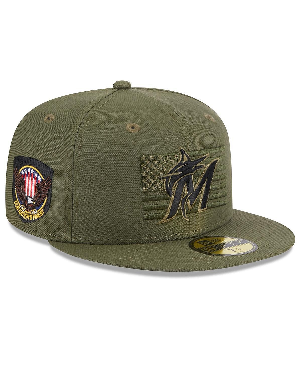 

Мужская зеленая кепка-поле Miami Marlins 2023 Armed Forces Day 59FIFTY New Era