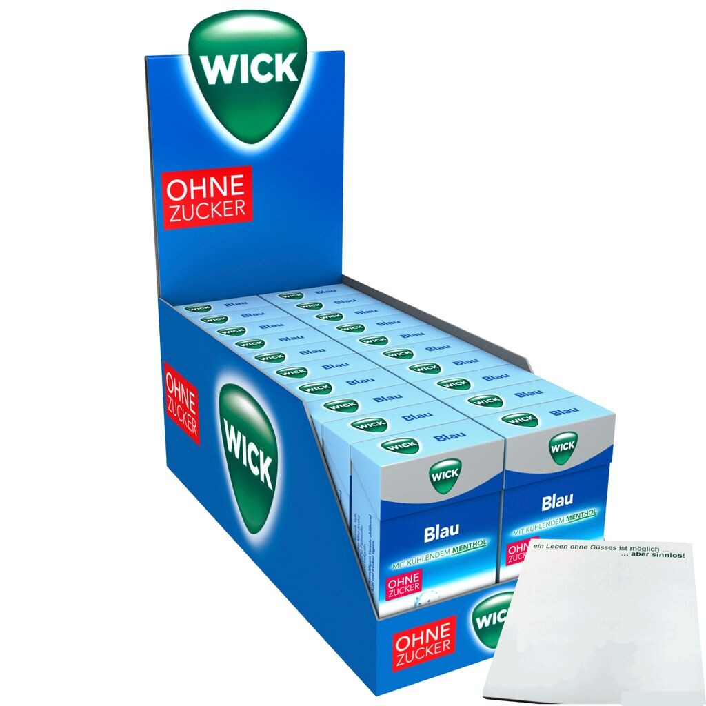 

Конфеты для горла Wick Blue Menthol без сахара (упаковка 20х46г) + блок уси USY