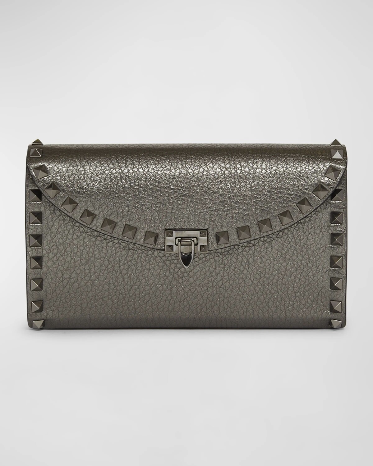 

Кожаный кошелек Rockstud на цепочке с эффектом металлик Valentino Garavani, антрацит