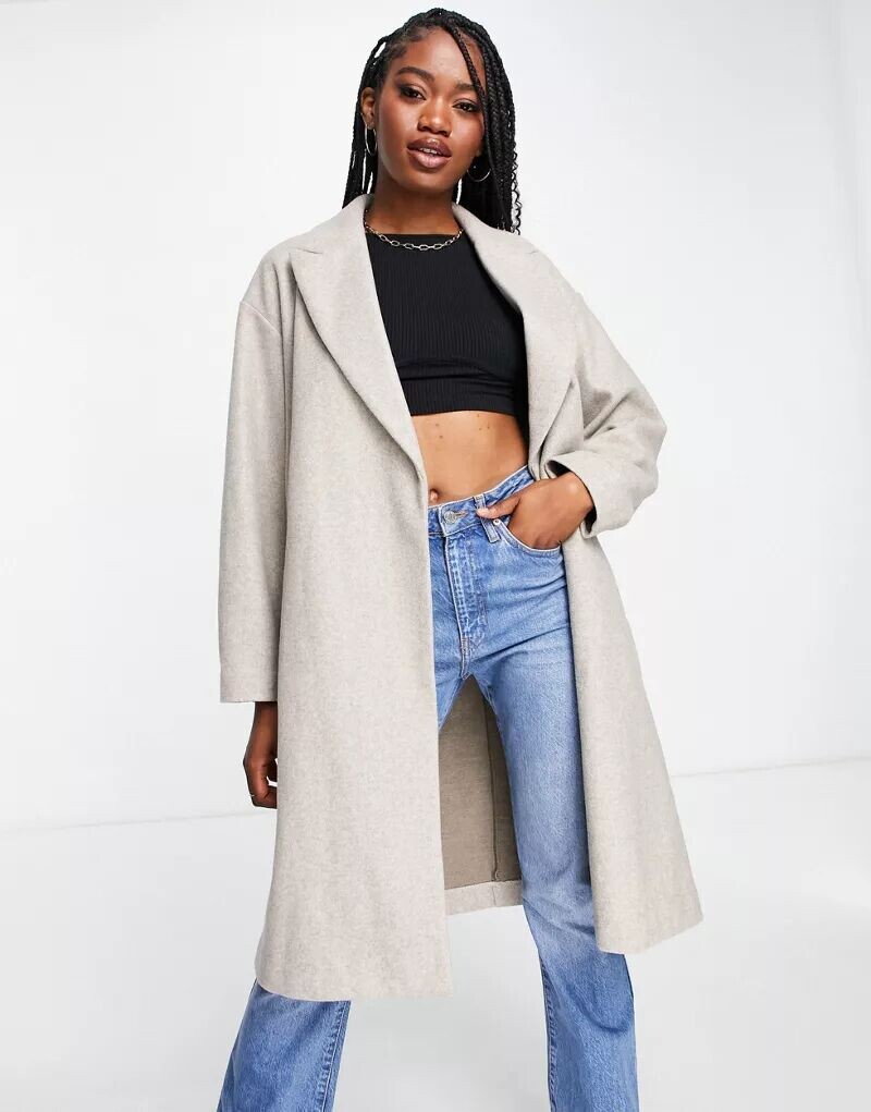 

Бежевое пальто с запахом и поясом Vero Moda