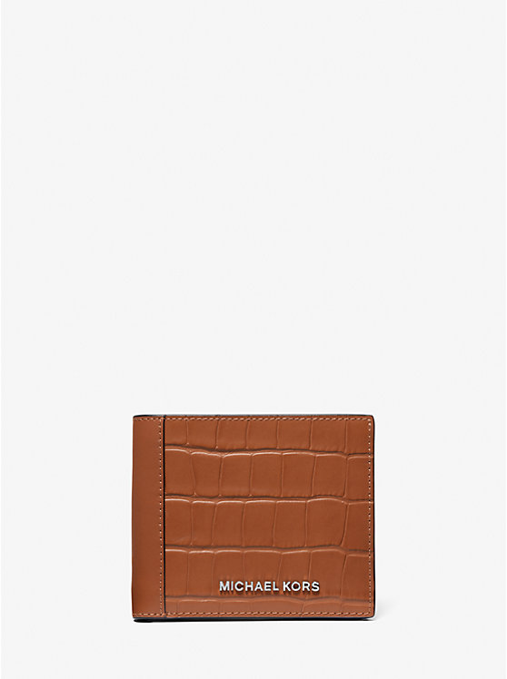 Бумажник Hudson из кожи с тиснением под крокодила Michael Kors Mens, коричневый
