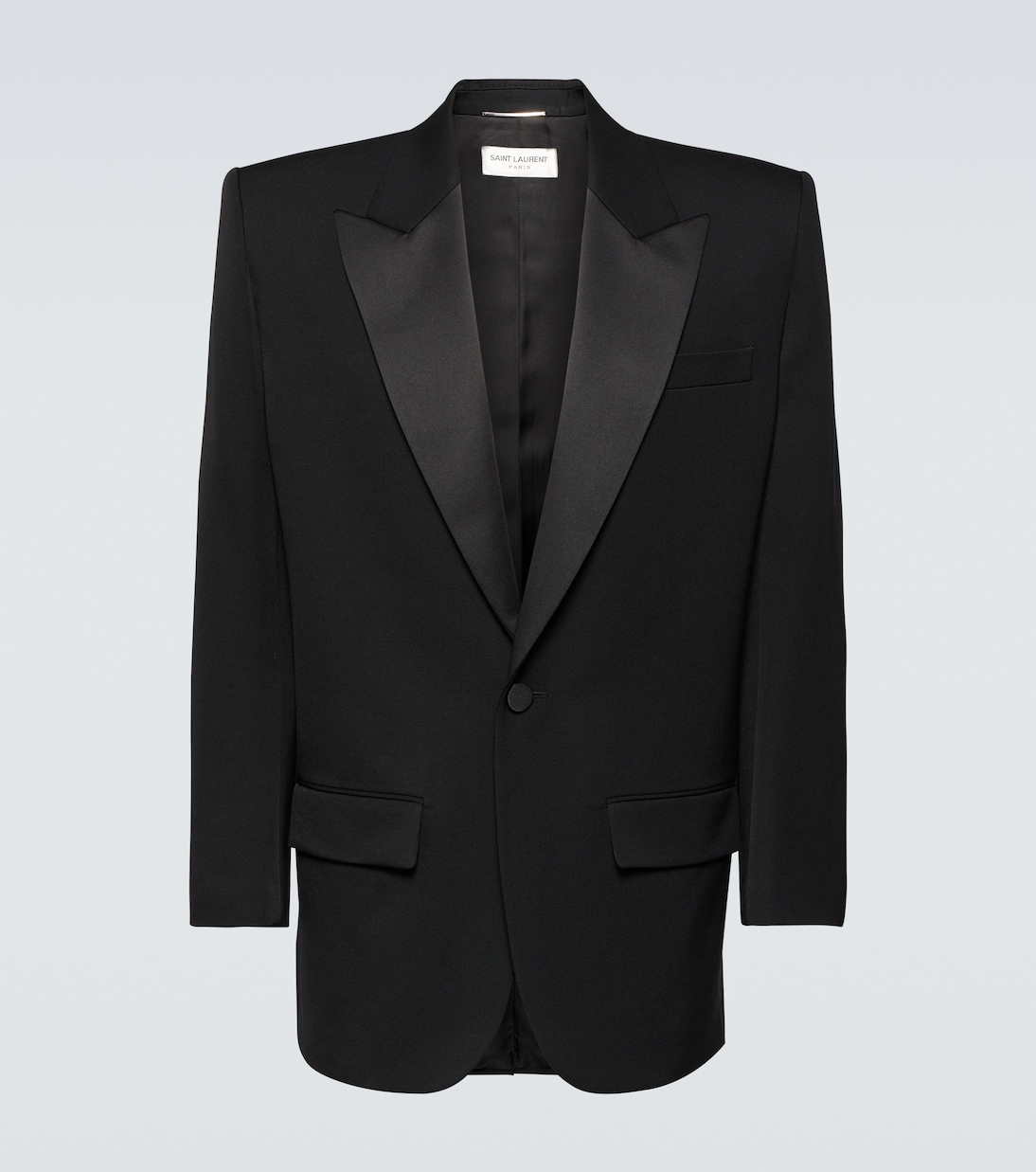цена Шерстяной пиджак-смокинг Saint Laurent, черный