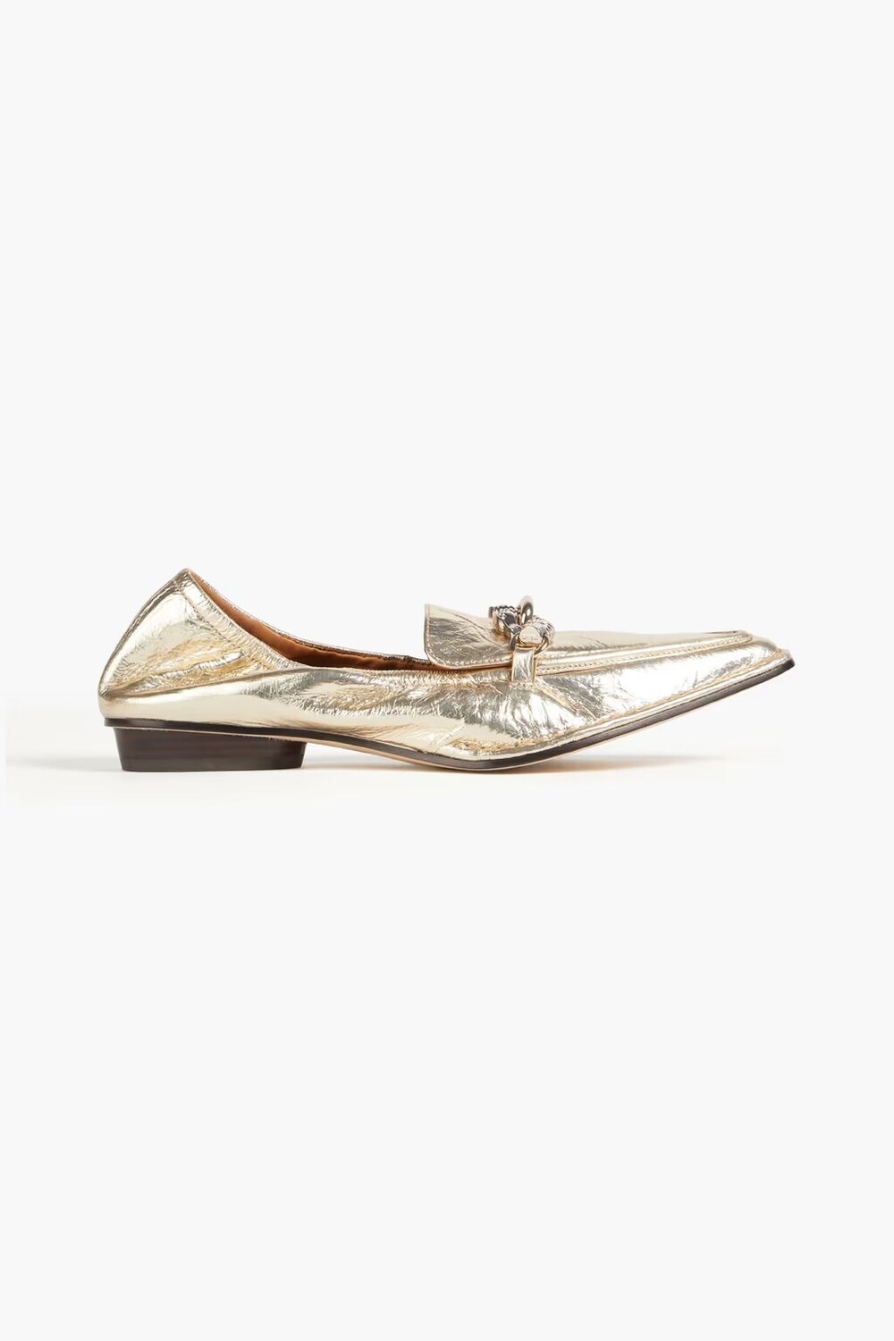 

Лоферы Jessa из металлизированной кожи с декором Tory Burch, платина