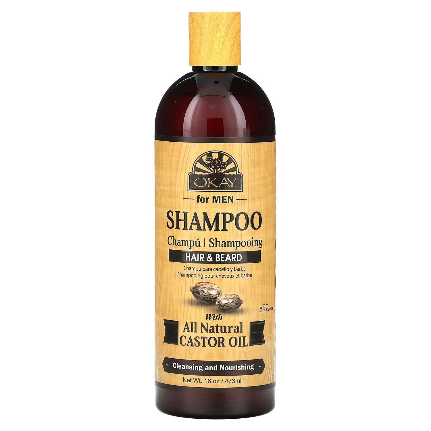 

OK Pure Naturals, Для мужчин, шампунь для волос и бороды с натуральным касторовым маслом, 16 унций (473 мл) Okay Pure Naturals