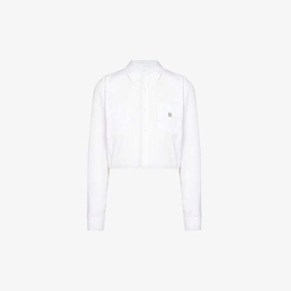 

Укороченная хлопковая рубашка с длинными рукавами Givenchy, белый