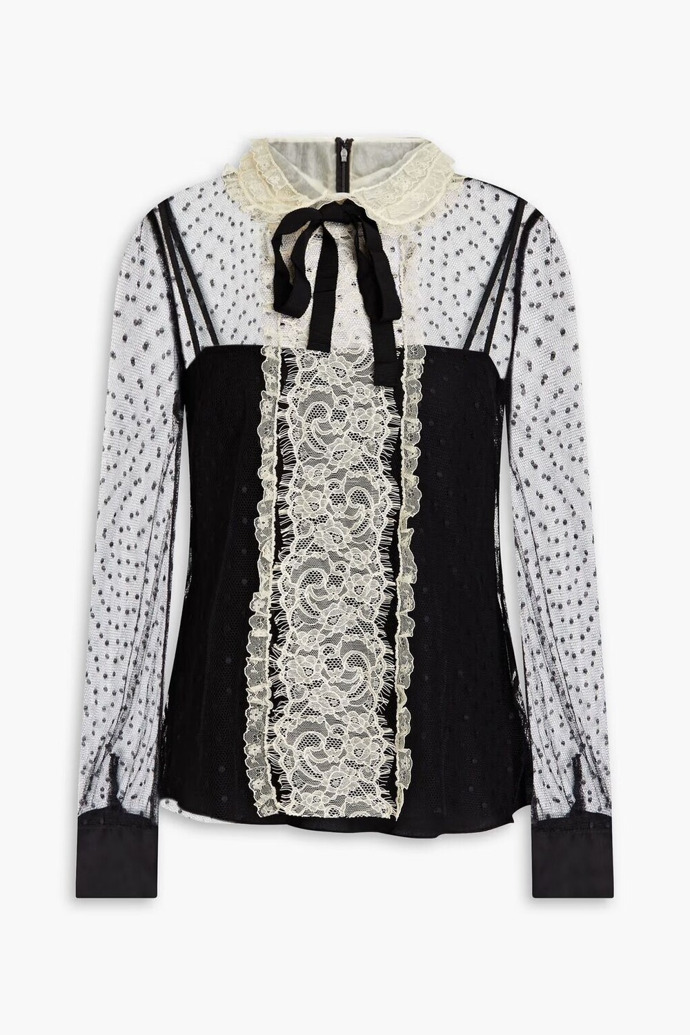 

Блузка "пуэн-деспри" с кружевной отделкой и бантом Redvalentino, черный